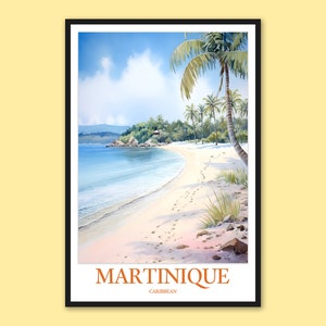 Martinique Travel Print: Caribbean Les Salines Beach Wall Art