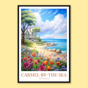 Carmel-by-the-Sea Poster: Beach & Ocean View Travel Print
