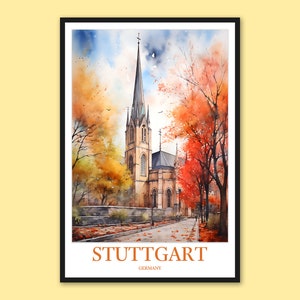 Stuttgart Poster Stuttgart Wall Art Stuttgart Print Art Stuttgart Wall Decor Stuttgart Travel Wall Art Germany Wall Art Stuttgart Gift Lover