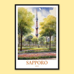 Sapporo Japan Travel Poster: Odori Park Wall Art