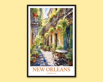 Impresión de Nueva Orleans: Póster de viaje al Barrio Francés