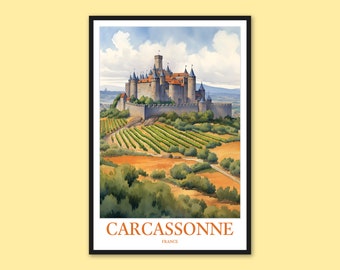 Carcassonne Travel Print Wall Art Carcassonne Cartel Carcassonne Impresión Carcassonne Decoración Carcassonne Viajes Pared Arte Francia Arte Regalo Amante