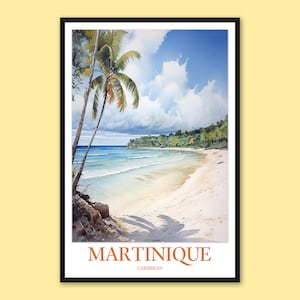 Martinique Travel Poster: Caribbean Les Salines Beach Print