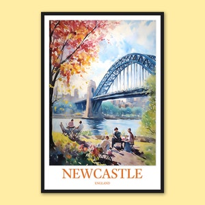 Newcastle Tyne Bridge Art Print: England Travel Poster