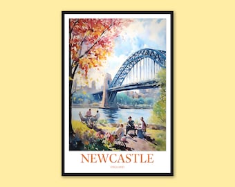 Newcastle Tyne Bridge Art Print: England Travel Poster
