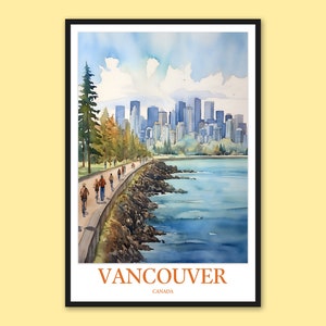 Vancouver Skyline Print: Stanley Park, Canada Travel Poster