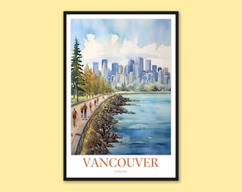 Vancouver Skyline Print: Stanley Park, Canada Travel Poster