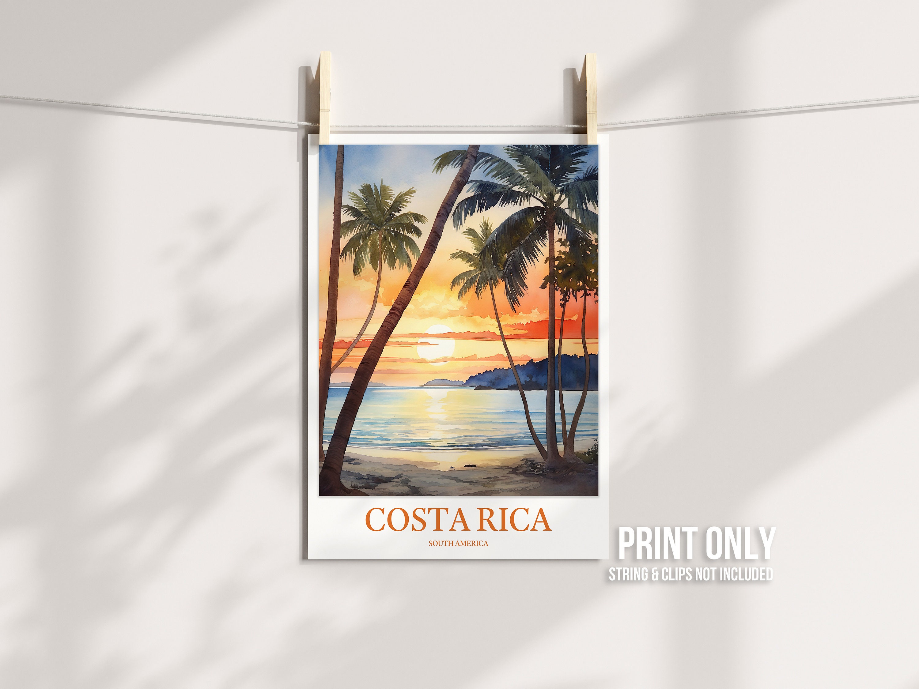 Costa Rica Wall Art Costa Rica Poster Costa Rica Print Tamarindo Beach Sunset Wall Decor Travel