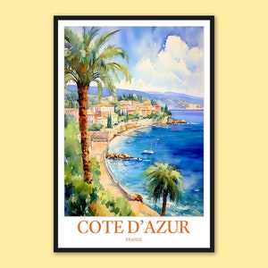 Costa Azul Viaje Pared Arte Riviera Francesa Cartel Arte Costa Azul Impresión Arte Costa Azul Cartel Costa Azul Pared Arte Costa Azul Decoración de pared