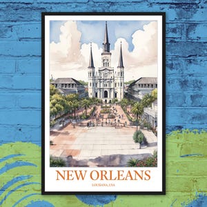 Wydruk z podróży po Nowym Orleanie: Jackson Square i katedra św. Ludwika