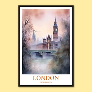 London Travel Poster: Big Ben & Houses of Parliament Wall Art