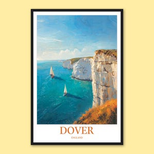 Dover White Cliffs Print: England Travel Poster, Wall Art