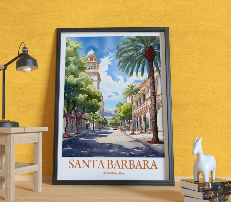 Santa Barbara Print Santa Barbara Poster Santa Barbara Travel Print Wall Art Santa Barbara Wall