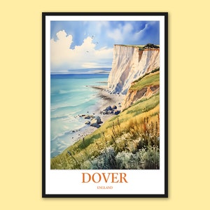 Dover White Cliffs Travel Poster: England Wall Art