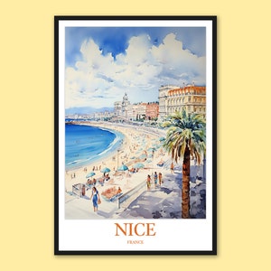 Bonito arte de la pared Bonito cartel Bonita impresión Bonita decoración de la pared Bonito paseo Mar Mediterráneo Viaje Arte de la pared Bonita playa Francia Amante del regalo