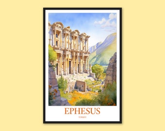 Ephesus Print: Ancient City Travel Poster, Turkey Wall Art