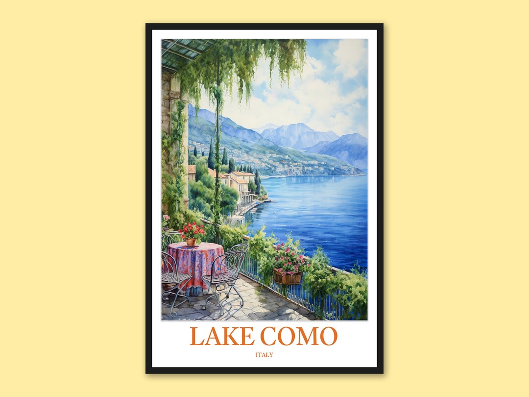 lake como italy travel poster art print (digital... Lake Como Travel Poster: Italy Wall Art Print - Etsy