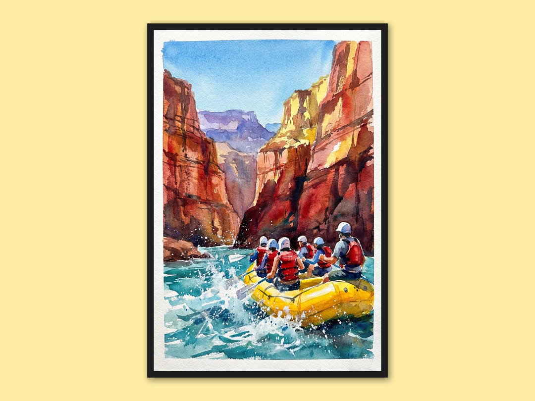 River Raft Poster Grand Canyon Whitewater Rafting Art Print Colorado River Running Travel ...