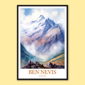 Ben Nevis Poster Ben Nevis Print Ben Nevis Wall Art Ben Nevis Snowy Mountain Top Wall Decor Travel Wall Art Scotland British Isles Adventure