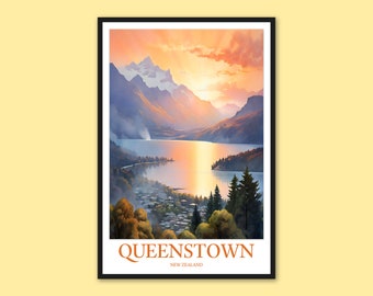 Queenstown Travel Poster: New Zealand Wall Art