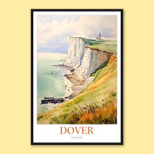 Dover White Cliffs Travel Poster: England Wall Art