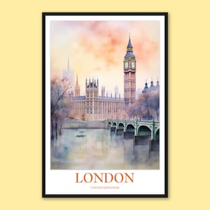 London Travel Poster: Big Ben & Houses of Parliament Wall Art