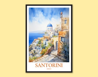 Santorini Travel Print: Greek Island Wall Art