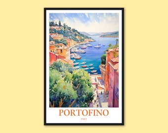 Reisposter Portofino, Italië: muurkunst kust