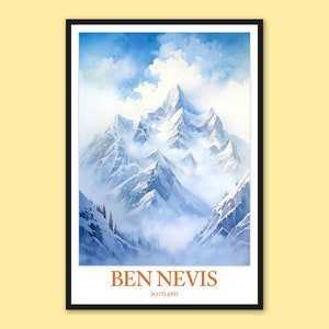 Ben Nevis Poster Ben Nevis Print Ben Nevis Wall Art Ben Nevis Snowy Mountain Top Wall Decor Travel Wall Art Scotland British Isles Adventure