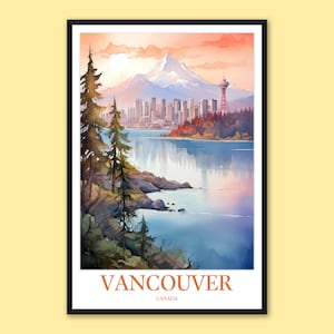 Vancouver Print Wall Decor Vancouver Poster Vancouver Travel Print Wall Art Skyline Vancouver Travel Wall Art Canada Wall Art Ocean Side Art