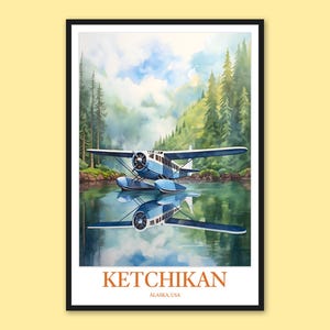 Ketchikan Alaska Seaplane Travel Poster Art
