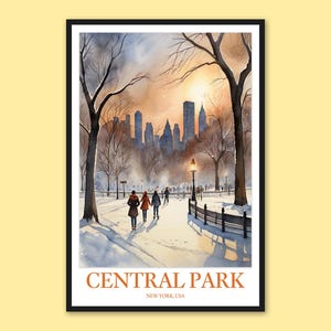 Impresión invernal de Central Park: póster de viaje por la ciudad de Nueva York