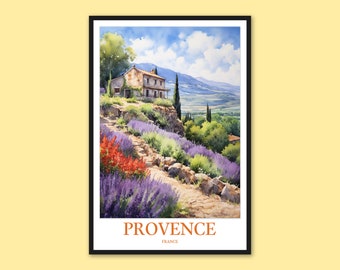 Provence Lavender Field Art Print: France Travel Poster