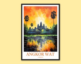 Angkor Wat-templet: Akvarell Kambodja-konstposter