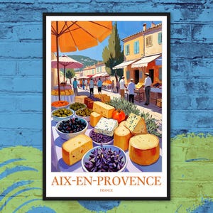Aix-en-Provence Print Aix en Provence Poster Aix-en-Provence Travel Wall Art Provençal Market Poster Provence Farmers Market Cheese Poster