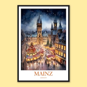 Mainz Christmas Market Print: Germany Travel Poster