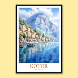 Kotor Montenegro Travel Poster: Historic Town Wall Art