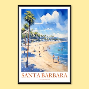 Santa Barbara Print Santa Barbara Travel Print Wall Art Santa Barbara Poster Santa Barbara Wall Decor Travel Wall Art California Wall Art