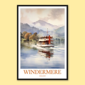 Windermere Print Windermere Travel Print Wall Art Windermere Poster Windermere Wall Decor Windermere Travel Wall Art England Wall Art Gift