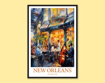 Impresión artística del jazz del Barrio Francés de Nueva Orleans