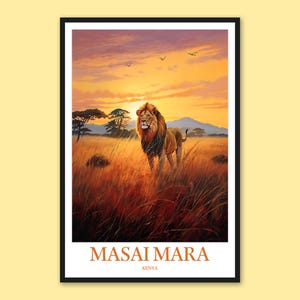Masai Mara Lion Print: Kenya Travel Wall Art