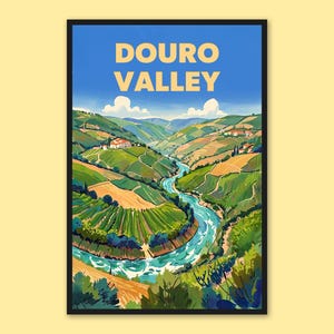 Douro Valley Travel Poster: Portugal Vineyard Wall Art