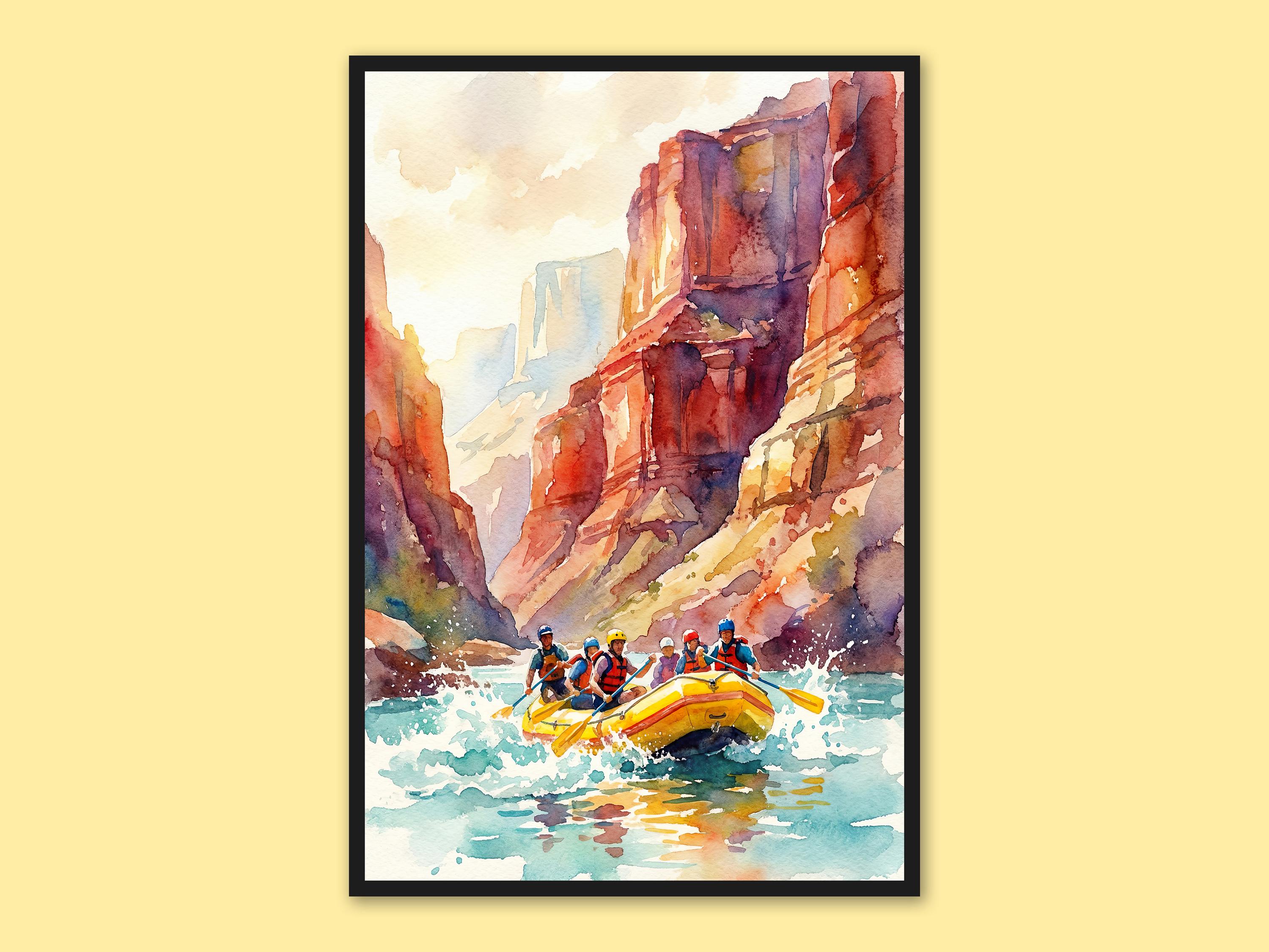 Grand Canyon Travel Poster Wall Art Whitewater Rafting Art Print