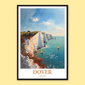 Dover White Cliffs Travel Poster: England Wall Art