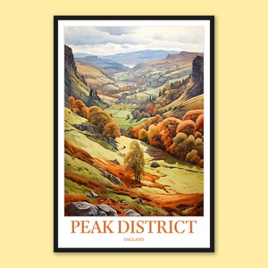 Peak District Wall Art Peak District Poster Peak District National Park Print Peak District Decor Travel Art England Wall Art Gift Lover