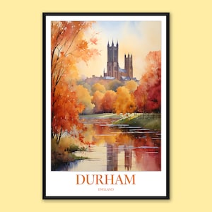 Durham Wall Art Durham Poster River Wear Catedral de Durham Impresión Durham Otoño Decoración Durham Travel Wall Art Inglaterra Arte Durham Regalo Amante del arte