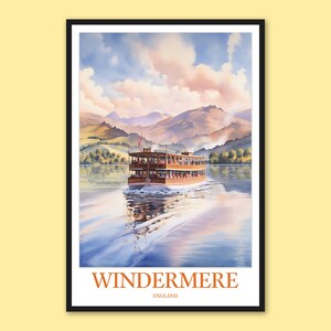 Windermere Poster Windermere Print Windermere Travel Print Wall Art Windermere Wall Decor Windermere Travel Wall Art England Wall Art Gift