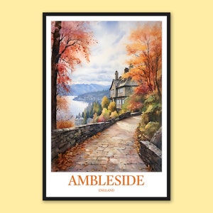 Ambleside England Travel Poster: Lake District Wall Art