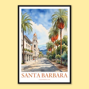 Santa Barbara Poster Santa Barbara Print Santa Barbara Travel Print Wall Art Santa Barbara Wall Decor Travel Wall Art California Wall Art