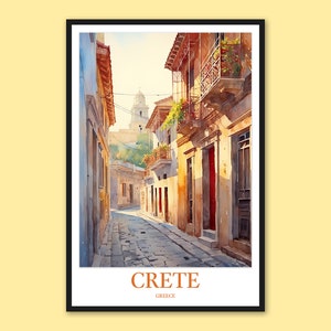 Crete Travel Print: Rethymnon Old Town Street Scene